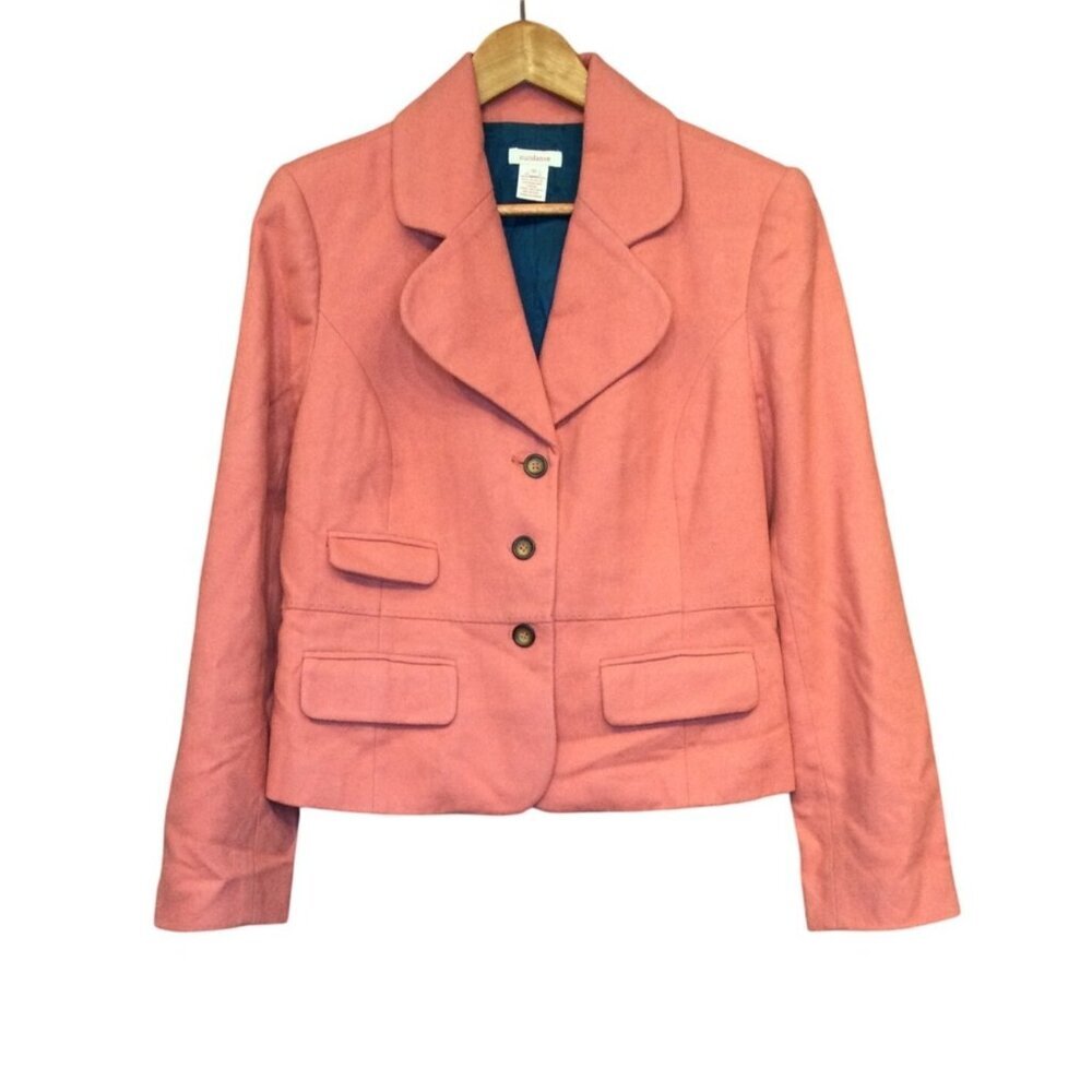 Sundance Pink Cotton Blend Tailored Blazer